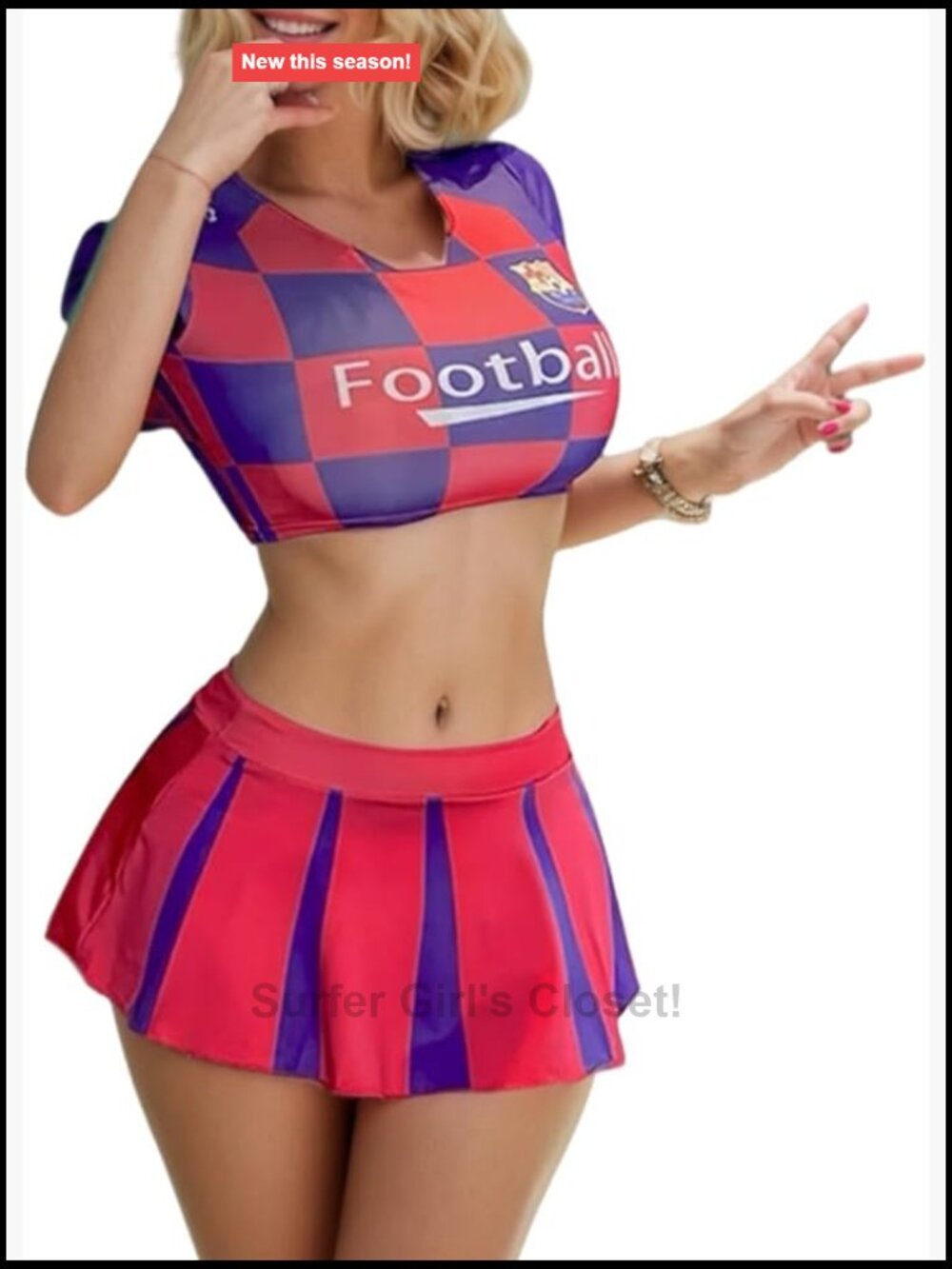 Women's Sexy Cheerleader Costume Soccer Ball Girl Uniform Crop Top Skirt Set